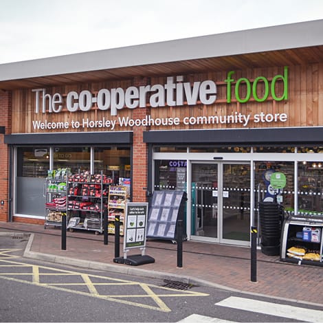 Exterior photo of a Co-operative food store in Horsley Woodhouse